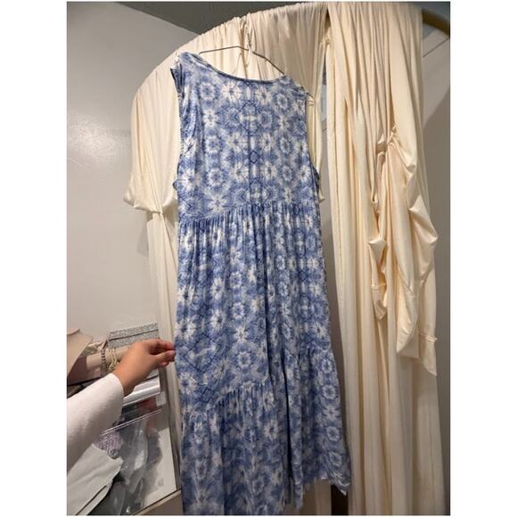 Beach Lunch Lounge Fressia Maxi Sleeveless Dress Womens Large Blue Kaleidoscope - Picture 3 of 6